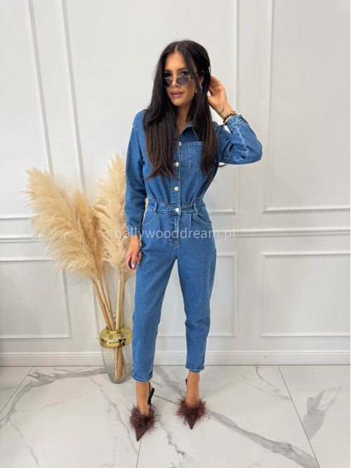 Kombinezon jeansowy z długim rękawem BLUE 193 - photo #17