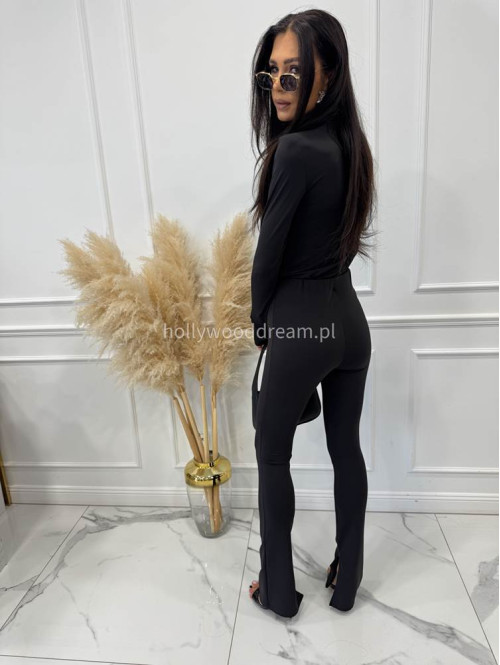Legginsy dzwony z zamkiem na nogawce czarne BELLON 171 - photo #19