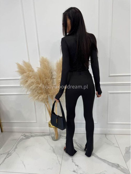 Legginsy dzwony z zamkiem na nogawce czarne BELLON 171 - photo #20