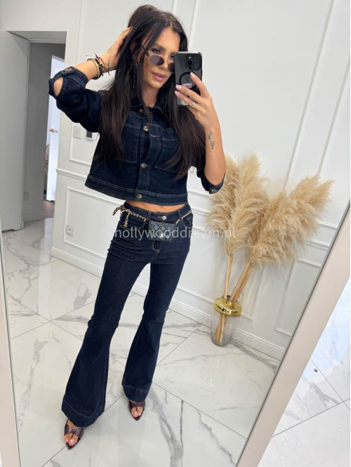 Kurtka jeans z dużymi kieszeniami ciemny granat CELIA 193 - photo #0