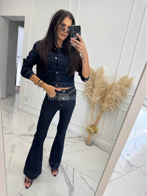 Kurtka jeans z dużymi kieszeniami ciemny granat CELIA 193 - photo #1