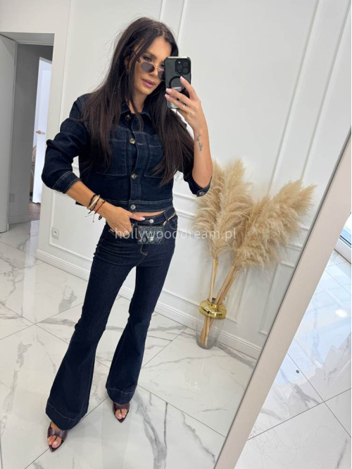 Kurtka jeans z dużymi kieszeniami ciemny granat CELIA 193 - photo #2