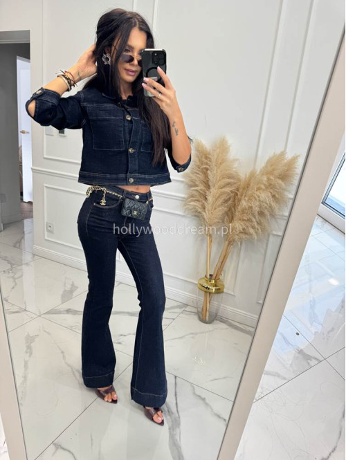 Kurtka jeans z dużymi kieszeniami ciemny granat CELIA 193 - photo #7
