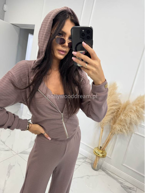 Komplet 3 częściowy bluza+ top +spodnie mokka ADI 185 - photo #1