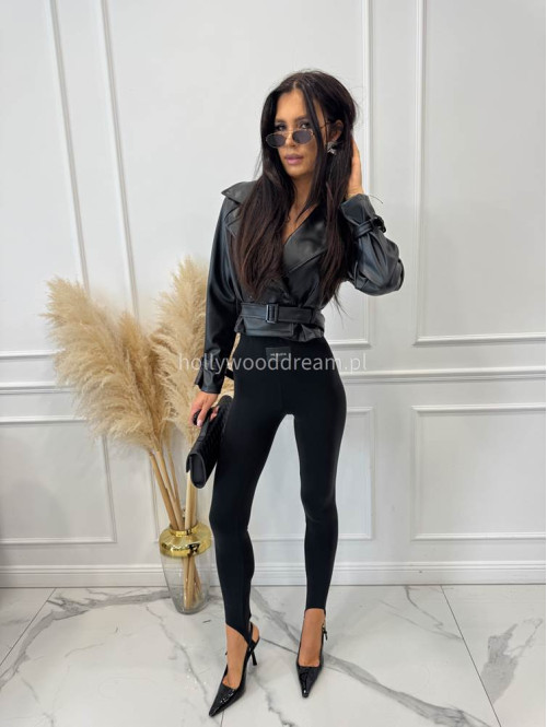 Legginsy z zapiętką i wysoką gumą czarne ME GUSTA 131 - photo #3