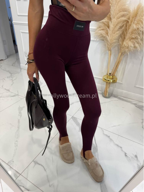 Legginsy z zapiętką i wysoką gumą bordowe ME GUSTA 131 - photo #7