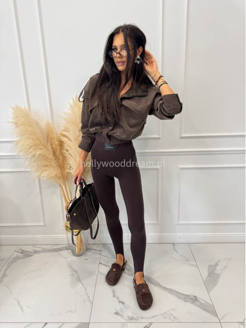 Legginsy z zapiętką i wysoką gumą czekoladowe ME GUSTA 131 - photo #3