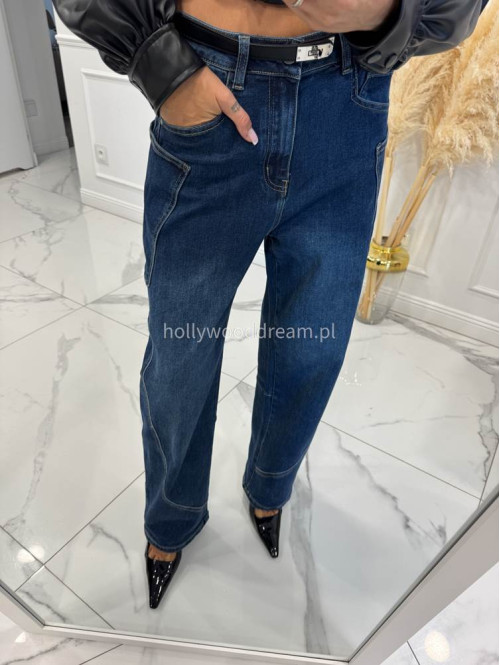 Spodnie jeans z kieszenią na boku ciemny granat Ilona 195