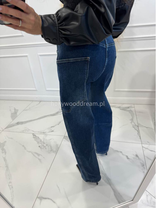 Spodnie jeans z kieszenią na boku ciemny granat Ilona 195 - photo #2