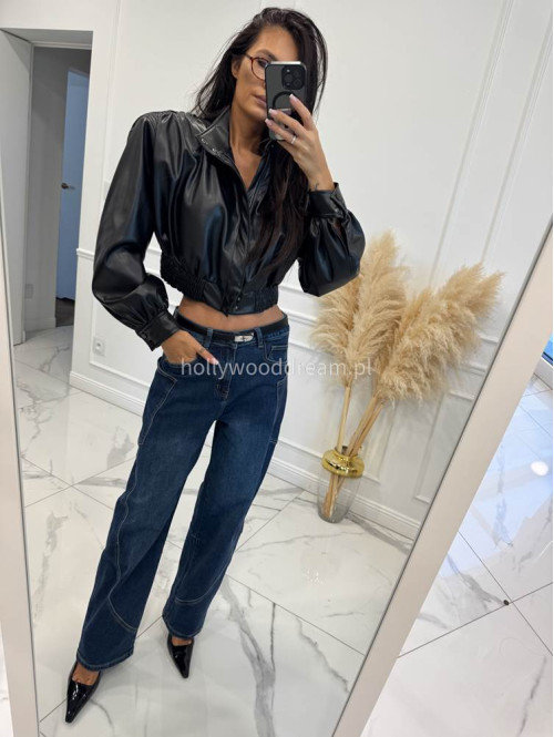 Spodnie jeans z kieszenią na boku ciemny granat Ilona 195 - photo #3