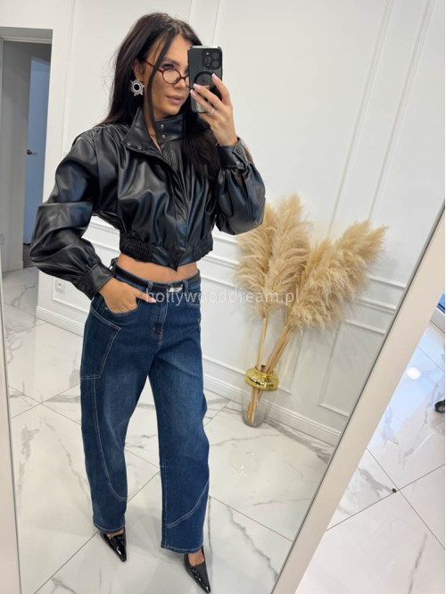 Spodnie jeans z kieszenią na boku ciemny granat Ilona 195 - photo #7