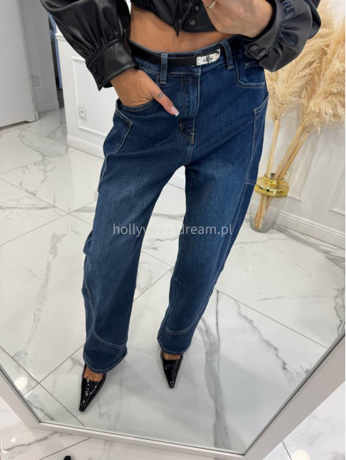 Spodnie jeans z kieszenią na boku ciemny granat Ilona 195 - photo #9