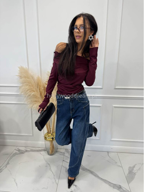 Spodnie jeans z kieszenią na boku ciemny granat Ilona 195 - photo #11