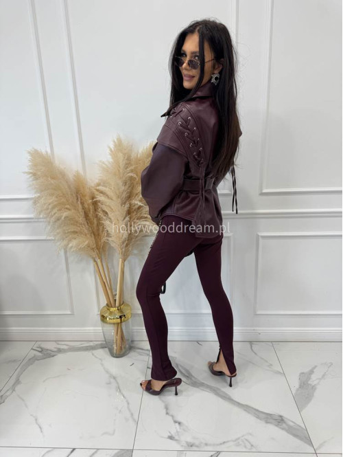 Legginsy z wysokim stanem biskupi fiolet Amerlo 185 - photo #11