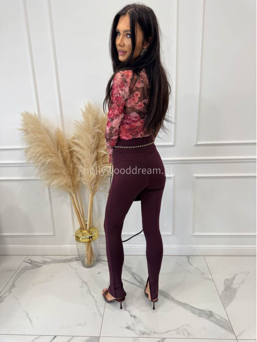 Legginsy z wysokim stanem biskupi fiolet Amerlo 185 - photo #19