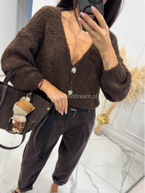 Czekoladowy sweter bukla zapinany na guziki ERWIN 194,190 - photo #7