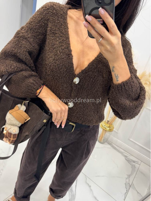 Czekoladowy sweter bukla zapinany na guziki ERWIN 194,190 - photo #10