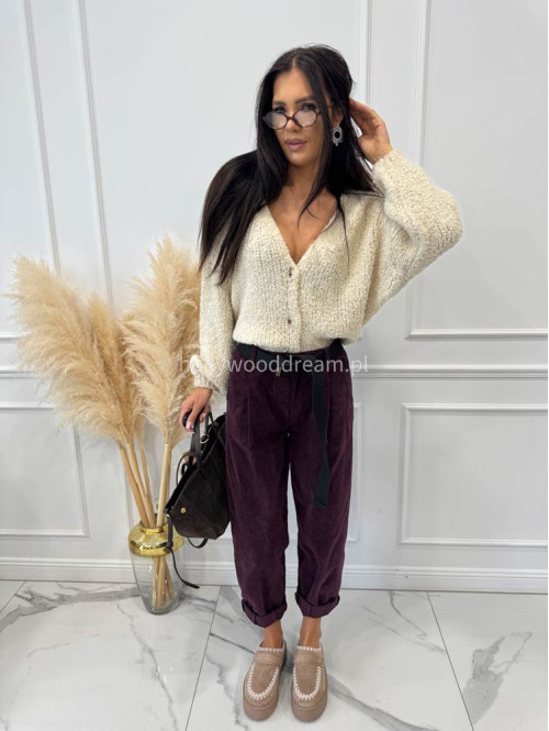 Beżowy sweter bukla zapinany na guziki ERWIN 194 - photo #6