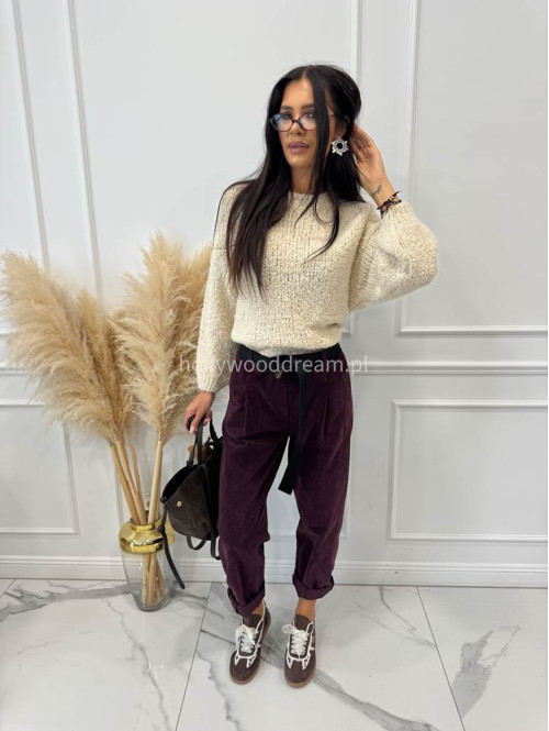 Beżowy sweter bukla z okrągłym dekoltem WERA 194 - photo #1