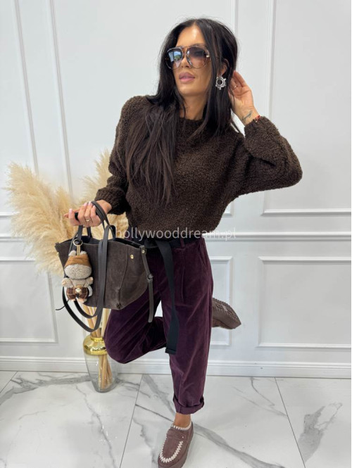 Czekoladowy sweter bukla WERA 194 - photo #8