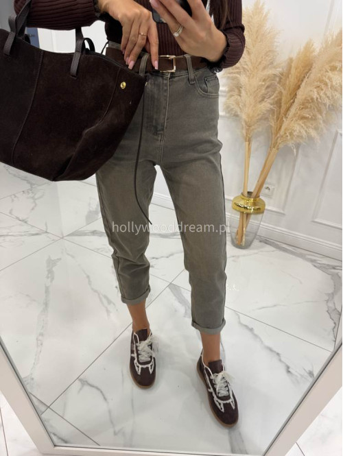 Szare spodnie jeansowe z naszywką na tylnej kieszeni DENIM 192 - photo #4