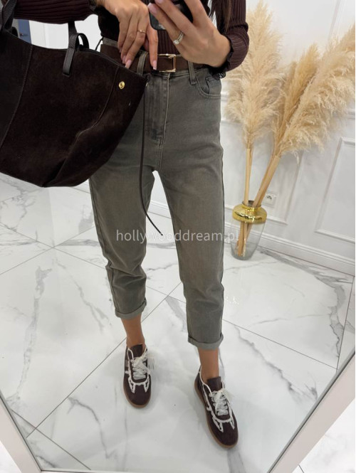 Szare spodnie jeansowe z naszywką na tylnej kieszeni DENIM 192 - photo #5