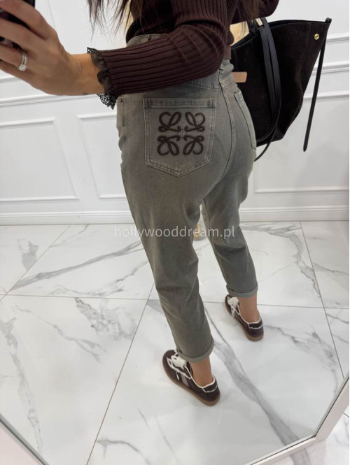 Szare spodnie jeansowe z naszywką na tylnej kieszeni DENIM 192