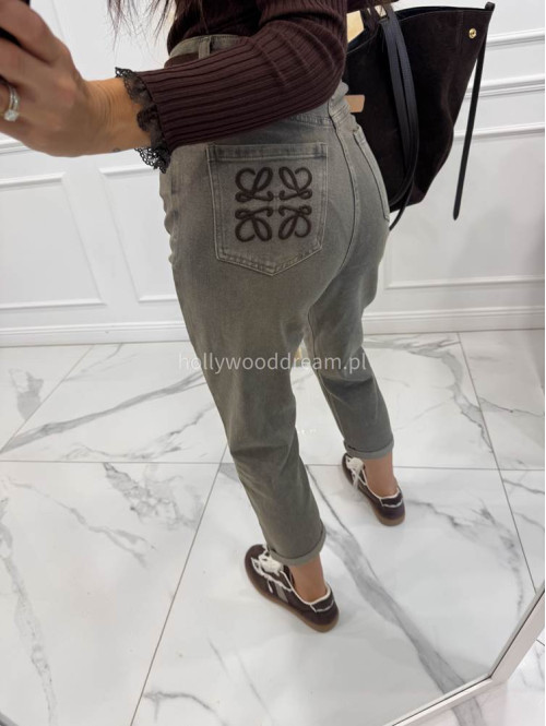Szare spodnie jeansowe z naszywką na tylnej kieszeni DENIM 192 - photo #7