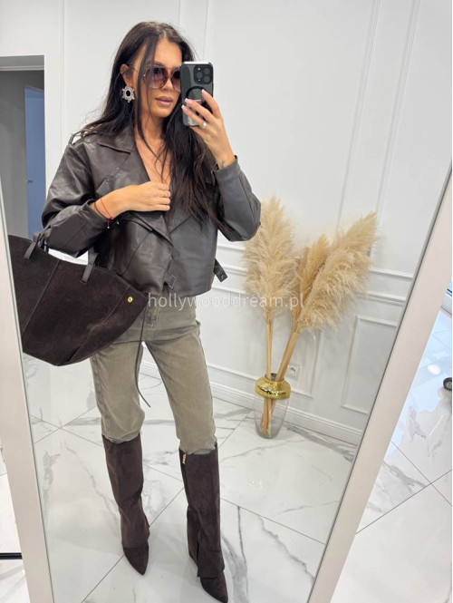 Szare spodnie jeansowe z naszywką na tylnej kieszeni DENIM 192 - photo #9