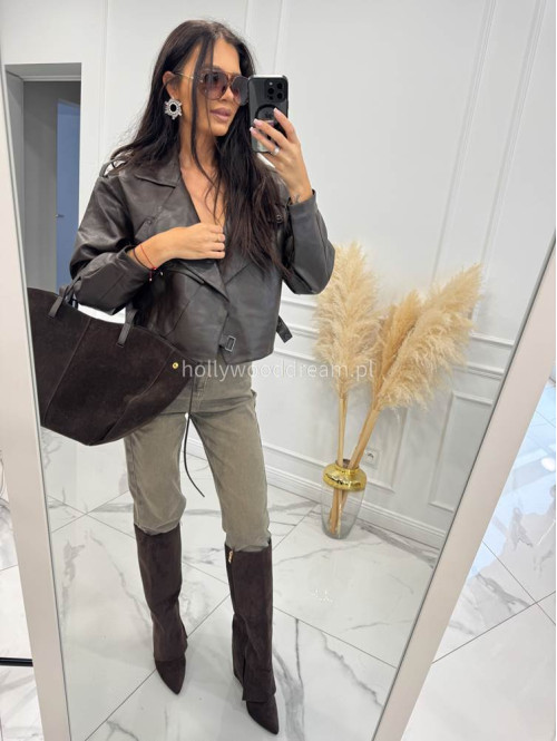 Szare spodnie jeansowe z naszywką na tylnej kieszeni DENIM 192 - photo #10