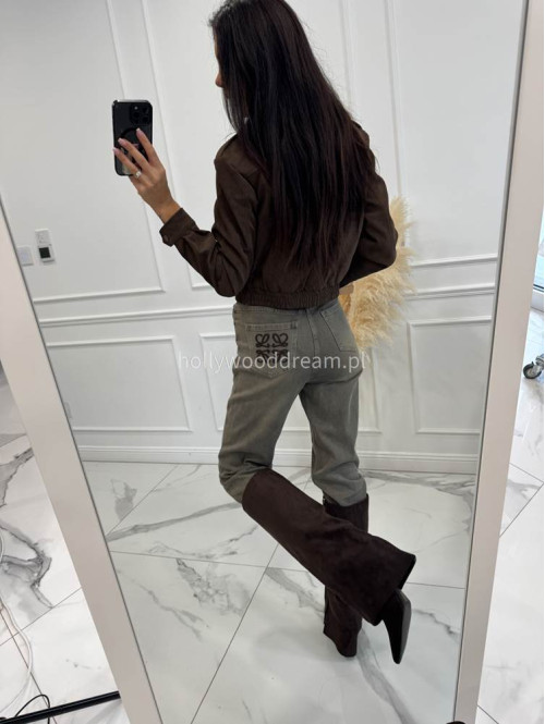 Szare spodnie jeansowe z naszywką na tylnej kieszeni DENIM 192 - photo #21