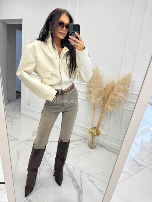 Szare spodnie jeansowe z naszywką na tylnej kieszeni DENIM 192 - photo #24