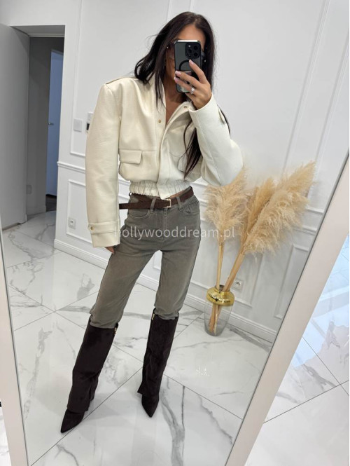 Szare spodnie jeansowe z naszywką na tylnej kieszeni DENIM 192 - photo #25