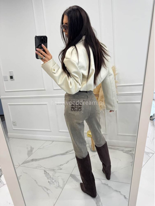 Kremowa kurtka bomber skórzana premium MILENA 25 - photo #18