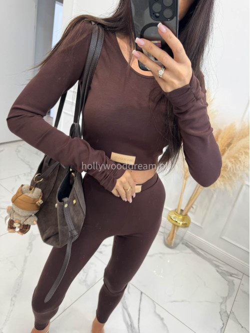 Czekoladowy komplet z wiskozy top+legginsy MICHALINA 155 - photo #4