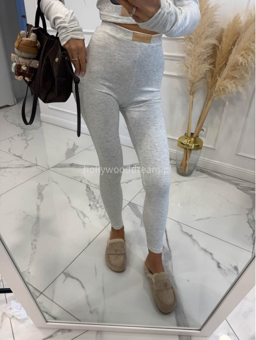 Szaro melanżowy komplet z wiskozy top+legginsy MICHALINA 155 - photo #6