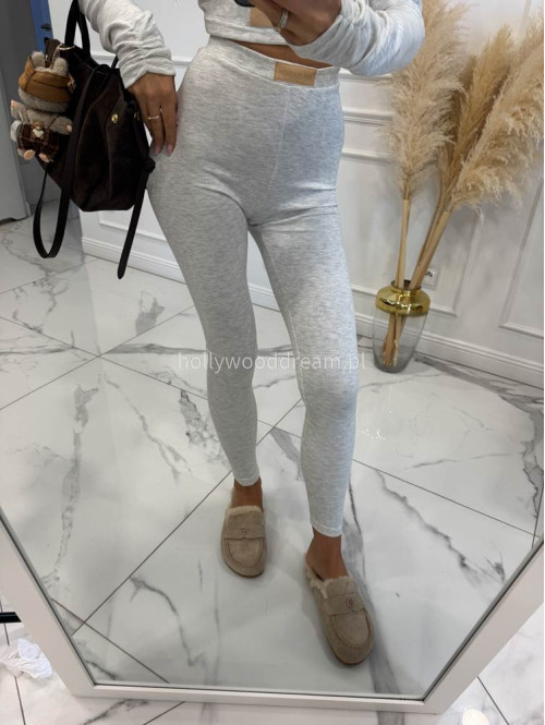 Szaro melanżowy komplet z wiskozy top+legginsy MICHALINA 155 - photo #7