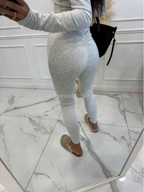 Szaro melanżowy komplet z wiskozy top+legginsy MICHALINA 155 - photo #8