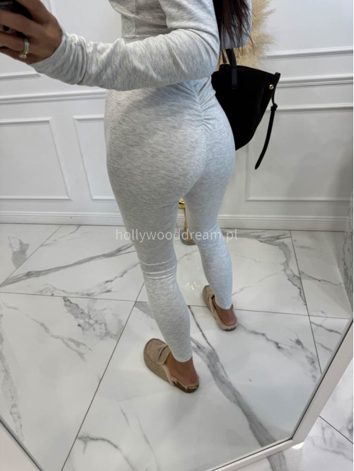 Szaro melanżowy komplet z wiskozy top+legginsy MICHALINA 155 - photo #9