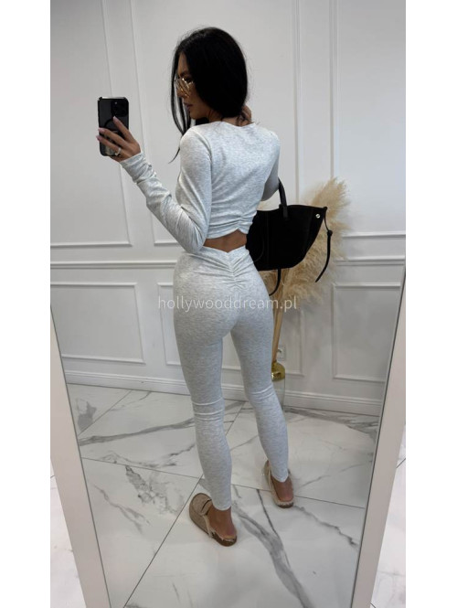 Szaro melanżowy komplet z wiskozy top+legginsy MICHALINA 155 - photo #10