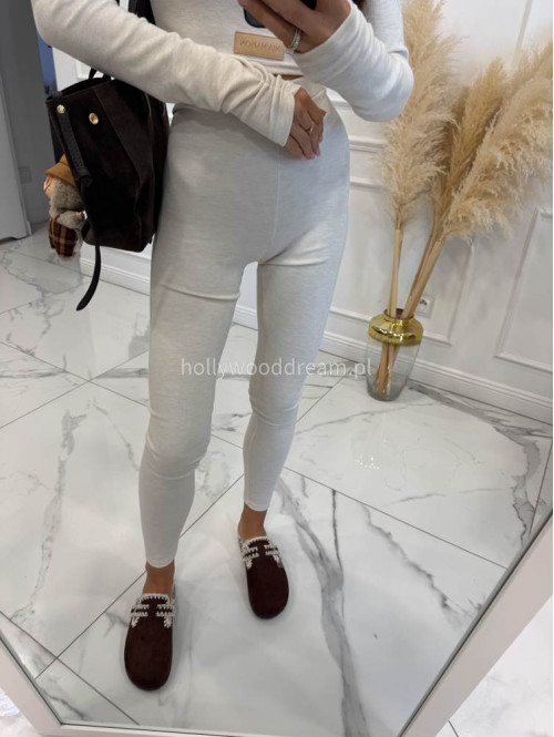 Kremowy komplet z wiskozy top+legginsy MICHALINA 155 - photo #7