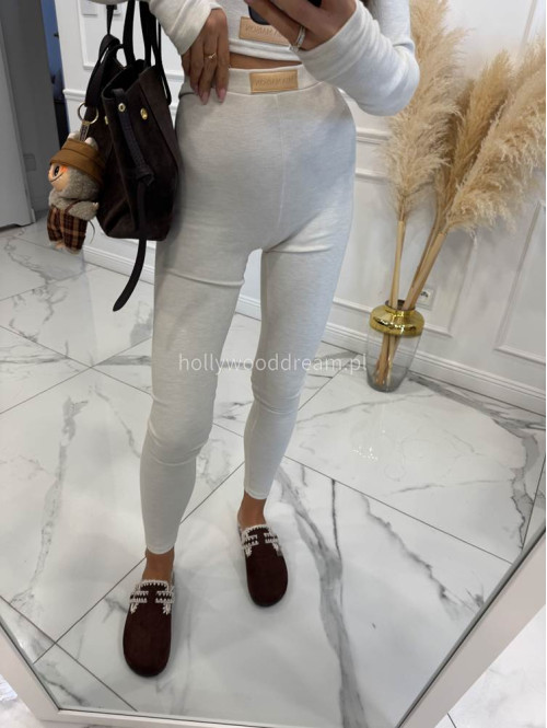 Kremowy komplet z wiskozy top+legginsy MICHALINA 155 - photo #8