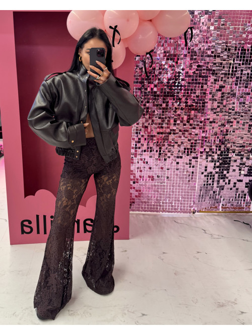 Czekoladowa kurtka bomber skórzana premium MILENA 25 Czekoladowa kurtka bomber skórzana premium MILENA 25 - photo #2