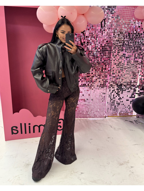 Czekoladowa kurtka bomber skórzana premium MILENA 25 Czekoladowa kurtka bomber skórzana premium MILENA 25 - photo #4