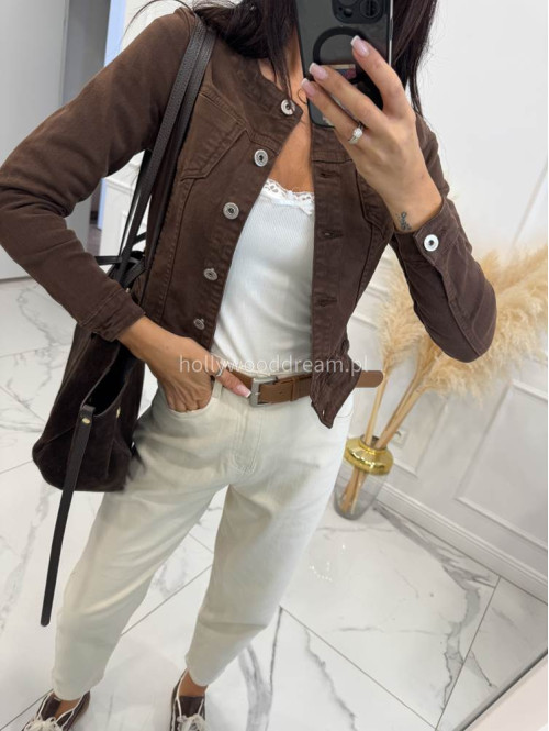 Brązowa kurtka jeans Rewia 49 - photo #6