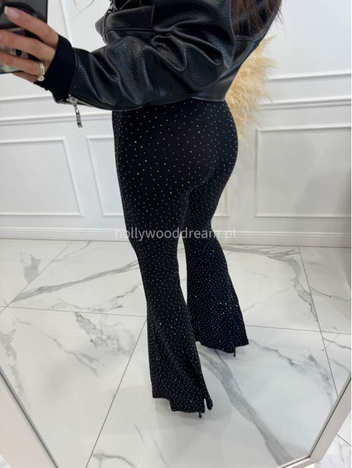 Czarne legginsy dzwony z cekinami Morfi 24