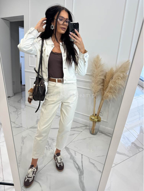 Kremowa kurtka jeans Sara 49