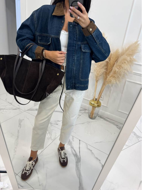 Kremowe spodnie jeans z paskiem Fobis 24 - photo #14