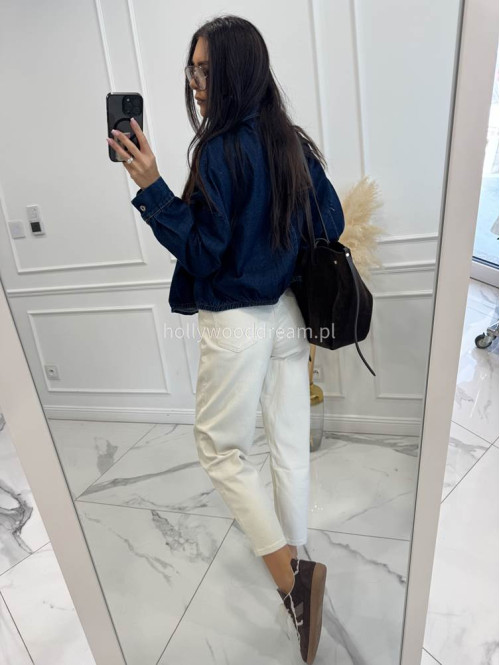 Kremowe spodnie jeans z paskiem Fobis 24 - photo #20