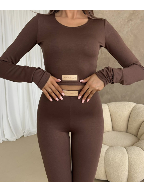 Czekoladowy komplet z wiskozy top+legginsy MICHALINA 155 - photo #12